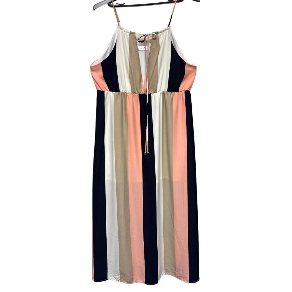 Perfectly Priscilla Caramela Sleeveless Stripe Multicolor Dress Women's Size 3X
